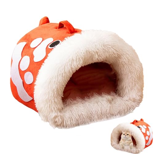 Nkmujil Kuscheliges Plüsch-Katzenbett mit Griff in Fischform, selbstwärmendes Kuschelnest für Katzen, Hunde und Welpen, dick gepolsterte Katzenmöbel für Haustiere, weiches Bett für Tierliebhaber von Nkmujil
