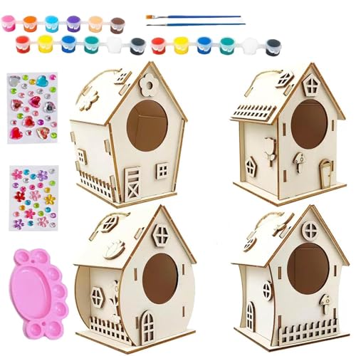 Nkmujil Vogelhaus-Set, Vogelhaus-Kits, Vogelhaus-Kits, Vogelhaus für Kinder, Vogelhäuser aus Holz zum Bemalen von Vogelhaus-Kits für Kinder, Vogelhaus-Malset für Kinder, Holzvogelhaus zum Basteln Nkmujil Vogelhaus-Set, Vogelhaus-Kits, Vogelhaus-Kits, Vogelhaus für Kinder, Vogelhäuser aus Holz zum Bemalen von Vogelhaus-Kits für Kinder, Vogelhaus-Malset für Kinder, Holzvogelhaus zum Basteln von Nkmujil
