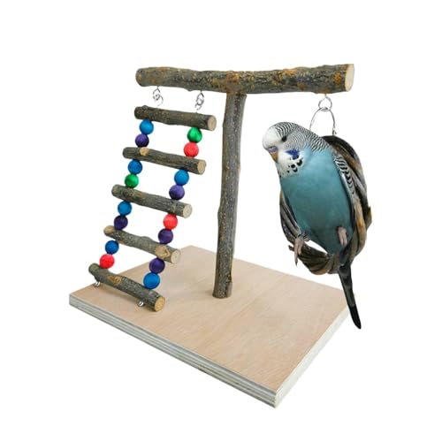 -Sitzstange aus Naturholz, Vogelspielständer, Tischplatte -Sitzstange, Vogel-Trainingsspielplatz, Vogelkäfigspielzeug, Nymphensittich-Spielständer, natürlicher Vogelspielplatz von Nkmujil