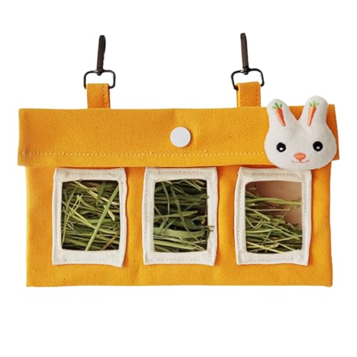 Rabbits Hay Holder, Canvas Bunny Hay Feeder, Small Animal Feeding Supplies, Large Capacity Pet Food Storage Container, Scratch-Resistant for Chinchillas, Small, Large von Nkmujil