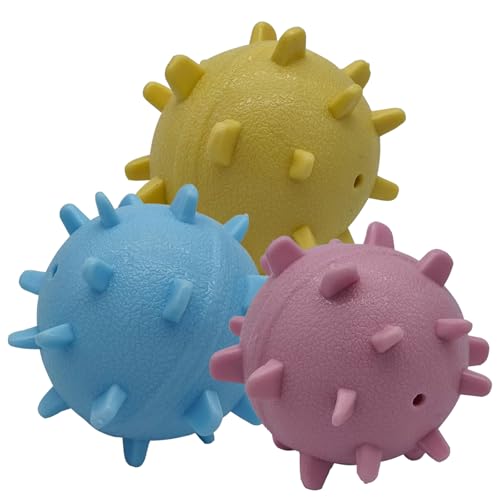 Nlmskzzy Hundebälle, 5,8 cm, robust, quietschendes Hundespielzeug für kleine, mittelgroße und große Hunde, quietschende Spielzeugbälle, 3 Stück (gelb, rot, blau) von Nlmskzzy