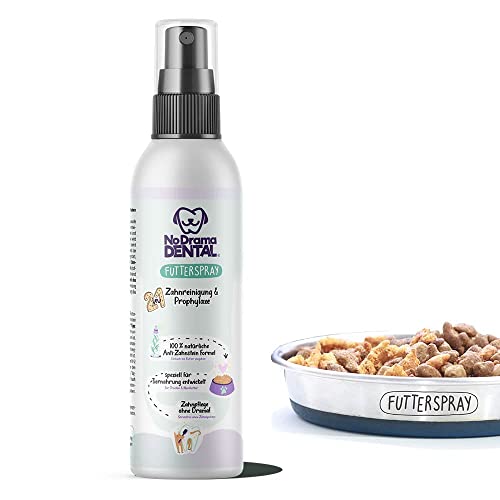 No Drama Dental® Futterspray für Hunde - Zahnpflege ohne Drama, für gesunde Zähne gegen Maulgeruch, Zahnreinigung & Prophylaxe, entfernt Zahnstein, für ängstliche Tiere - Stressfrei fürs Futter von No Drama Dental