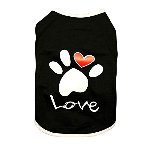 NoNo Hundekleidung Haustier-Kleidung Hemd, Hundeliebe Muster Weste-Hund kleidet weiche bequemes Shirt for kleine Hunde Rassen Katzen, Größe: M (Farbe : Black) von No