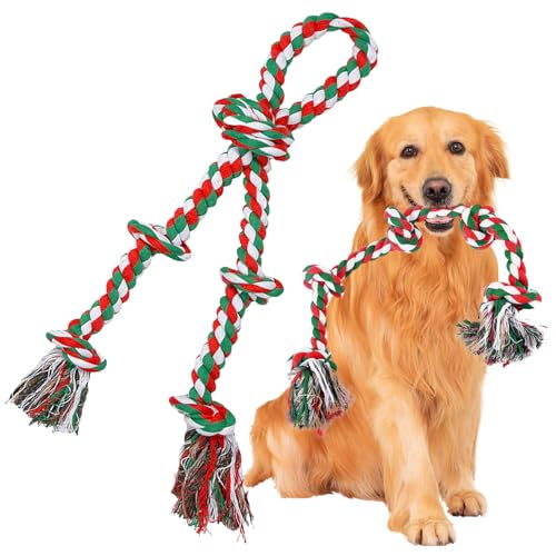 Noafricz Hundespielzeug Seil, Robustes Seil Kauspielzeug, 52 cm Zerrspielzeug für Hund, Hundespielzeug mit 3 Knoten aus Baumwolle, Stark Geknotet, für Hunde Zähne Reinigung, Tauziehen Noafricz Hundespielzeug Seil, Robustes Seil Kauspielzeug, 52 cm Zerrspielzeug für Hund, Hundespielzeug mit 3 Knoten aus Baumwolle, Stark Geknotet, für Hunde Zähne Reinigung, Tauziehen von Noafricz