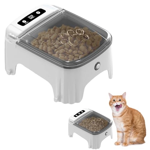 Automatischer Katzenfutterspender - Futterspender Haustiere mit Zeitschaltuhr, Nassfutter Haustierspender, Geeignet für Katzen und Hunde, Futterautomat mit Infrarot-Induktion, Grau von Noaya