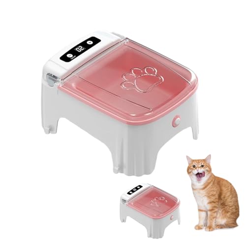 Automatischer Katzenfutterspender - Futterspender Haustiere mit Zeitschaltuhr, Nassfutter Haustierspender, Geeignet für Katzen und Hunde, Futterautomat mit Infrarot-Induktion, Rosa von Noaya
