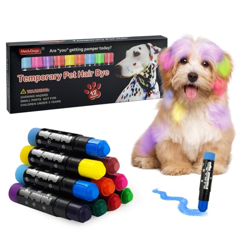 Hundehaarfärbestifte – 12 Farben, ungiftig und waschbar, Hunde-Haarfärbekreide, temporäre Haarfarbe, Malstifte für Hunde, Katzen, Pferde, sicheres und lustiges Pflegezubehör für Haustier-Styling Hundehaarfärbestifte – 12 Farben, ungiftig und waschbar, Hunde-Haarfärbekreide, temporäre Haarfarbe, Malstifte für Hunde, Katzen, Pferde, sicheres und lustiges Pflegezubehör für Haustier-Styling von Noaya