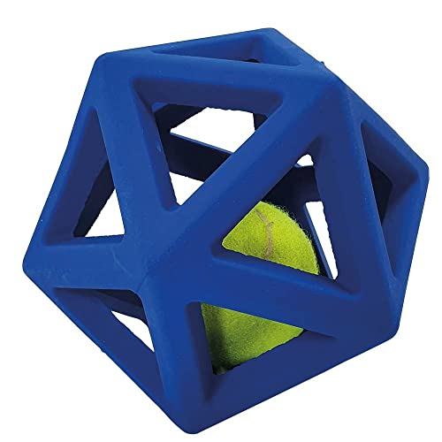 Nobby Vollgummi Gitterball mit Tennisball, blau, 11 cm, 1 Stück von Nobby