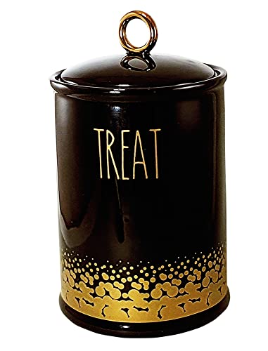 Nobby Keramik Snackbehälter Treat, gold/schwarz 10,5 x 10,5 x 18 cm, 0,85 l, 1 Stück von Nobby