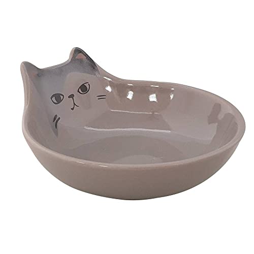 Nobby Katzen Keramik Schale Kato, grau, Ø 12 x 5,5 cm, 0,15 l, 1 Stück von Nobby