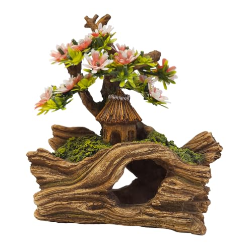 Nobby Aqua Ornaments Holz MIT HÜTTE mit Pflanzen 14,5 x 9 x 16,3 cm von Nobby