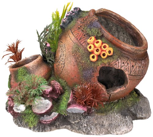 Nobby Aqua Ornaments KRUG MIT MUSCHELN mit Pflanzen, 17,5 x 13,2 x 13 cm, 1 Stück von Nobby