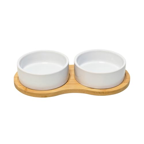 Nobby Hunde Futterbar Holz BAMBASSO S 28,5 x 15 x 5,5 cm, 2 Näpfe Ø12x4,5 cm, 2x250 ml von Nobby