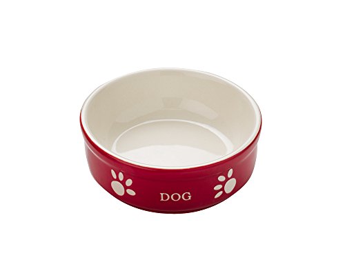 Nobby Hunde Keramiknapf DOG, rot / beige 13,5 X 13,5 X 5 cm, 1 Stück von Nobby
