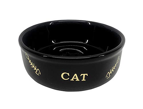 Nobby Katzen Keramik Schale Golden Cat, schwarz Ø 13,5 x 4,5 cm, 0,25 l, 1 Stück von Nobby