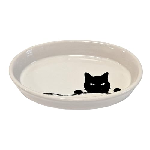 Nobby Katzen Keramik Schale oval Wilson beige 17 X 11 X 2,5 cm, 120 ml von Nobby