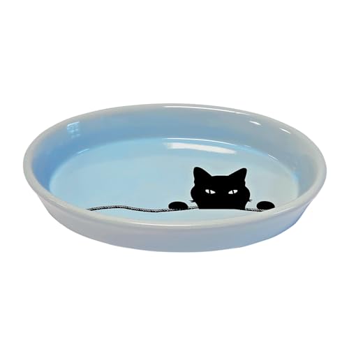 Nobby Katzen Keramik Schale oval Wilson hellblau 17 X 11 X 2,5 cm, 120 ml von Nobby