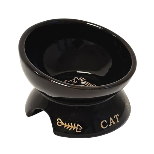 Nobby Katzen Keramiknapf erhöht GOLDEN CAT schwarz Ø 13,5 x 9 cm, 250 ml von Nobby