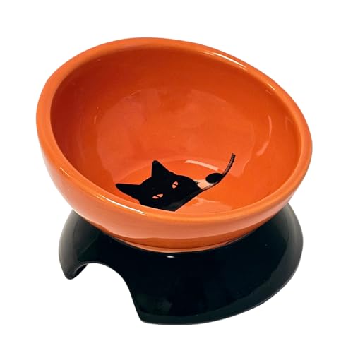 Nobby Katzen Keramiknapf erhöht Wilson orange-schwarz Ø 13,5 x 9 cm, 250 ml von Nobby