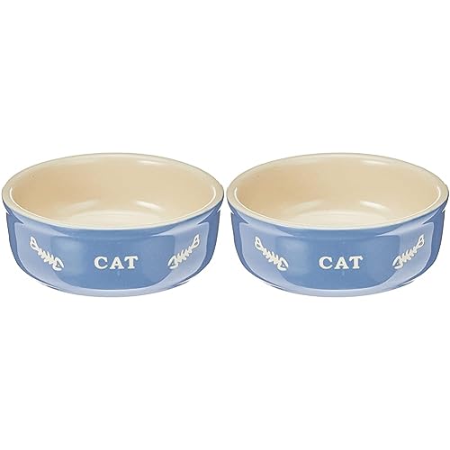 Nobby Katzen Keramikschale CAT hellblau/beige Ø13,5 X 5 cm (Packung mit 2) von Nobby