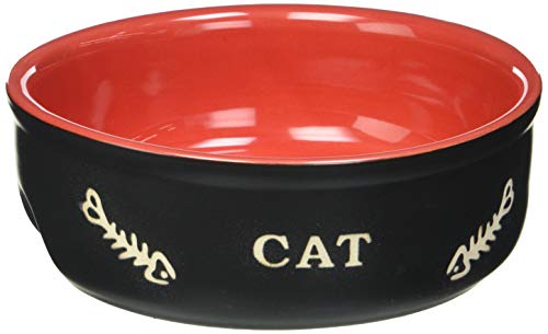 Nobby Katzen Keramikschale "CAT" schwarz / rot Ø13,5 X 5 cm von Nobby