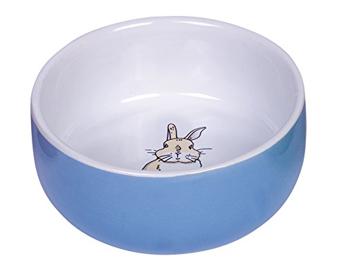 Nobby Nager Keramik Napf Rabbit, blau/weiß Ø 11cm x 4,5 cm, 1 Stück von Nobby
