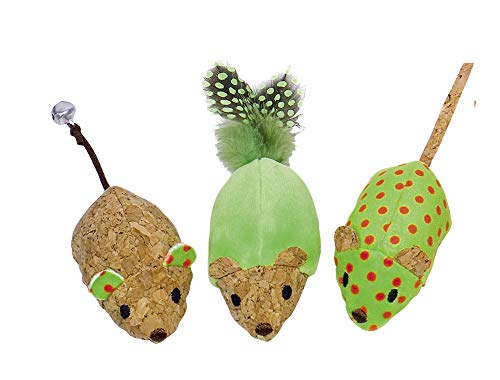 Nobby Plüsch Mäuse mit Catnip, grün 12 cm, 1 Packung (1 x 3 Stück) von Nobby