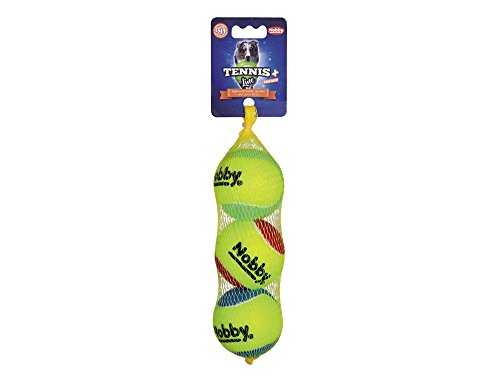 Nobby Tennisball mit Squeaker, M: 6,5 cm, 1 Netz (1 x 3 Stück) von Nobby