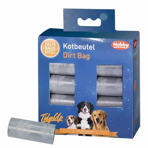 Nobby TidyUp Kotbeutel mit Pfotendruck Vorratspack hellgrau 20 Rollen á 15 Beutel von Nobby