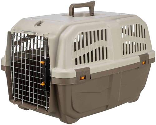 TRIXIE Transportbox Skudo – S: 40 × 39 × 60 cm, IATA-konforme Transportbox für Hunde & Katzen ideal für Reisen mit Auto oder Flugzeug, robuste Reisebox aus Kunststoff mit Schnappverschlüssen – 39741 von TRIXIE