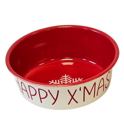 Nobby Xmas Edelstahlnapf Happy Xmas, rutschfest rot-beige 17,0 cm 0,84 ltr von Nobby
