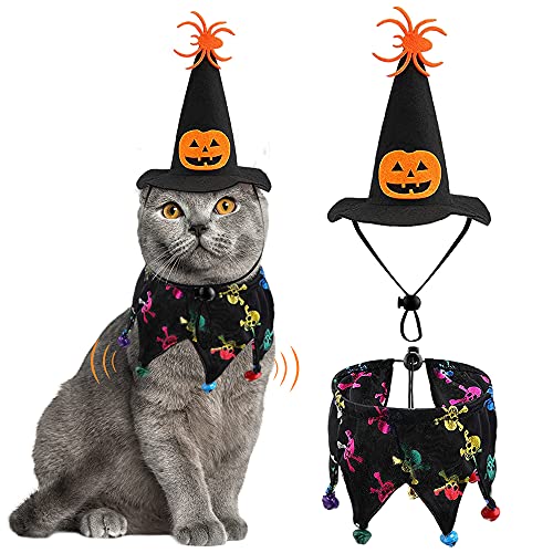 Halloween-Kostüm für Haustiere, Kürbis, Spinne, Hut, Kappe, Totenkopf, Lätzchen, Kostüm, lustig, Bandana, Glocke, Schal, Halstuch, Kleidung für Welpen, Hund, Katze, Halloween-Party von Nobgum