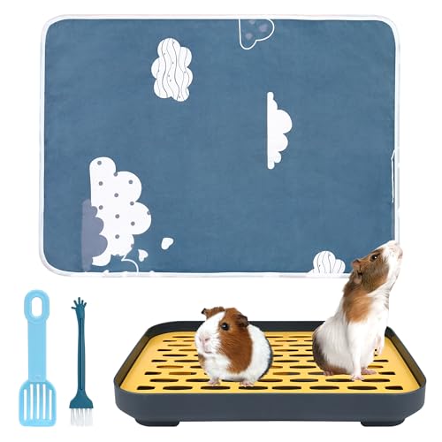 Hamster Meerschweinchen Katzentoilette, kleine Kaninchenklo Toiletten mit Meerschweinchen-Decke, Mini-Schaufel, Haustierstreu für kleine Kaninchen, Hamster, Ratten, Mäuse, Vögel von Nobgum