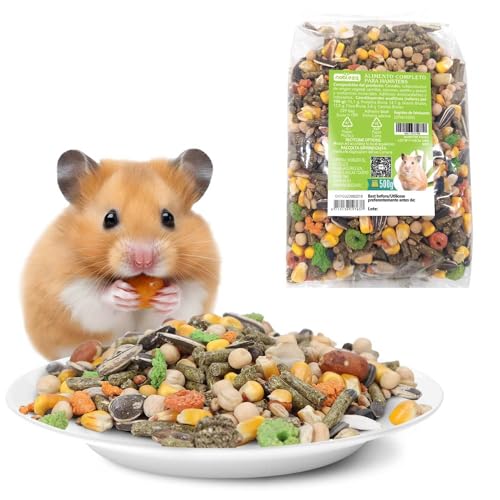 Nobleza - (500g Hamsterfutter Ausgewogen, Hauptfutter für Hamster mit Gemüse, Natürliches Nagerfutter für Meerschweinchen mit lebenswichtigen Vitaminen und Mineralien von Nobleza