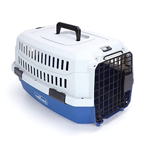 Nobleza - Medium Dog Cat Carrier, tragbare und atmungsaktive Hundetrage für Katzen, Hunde Katzen Zubehör, Kunststofftrage, 58x38.7x33 cm, Blau & Grau von Nobleza
