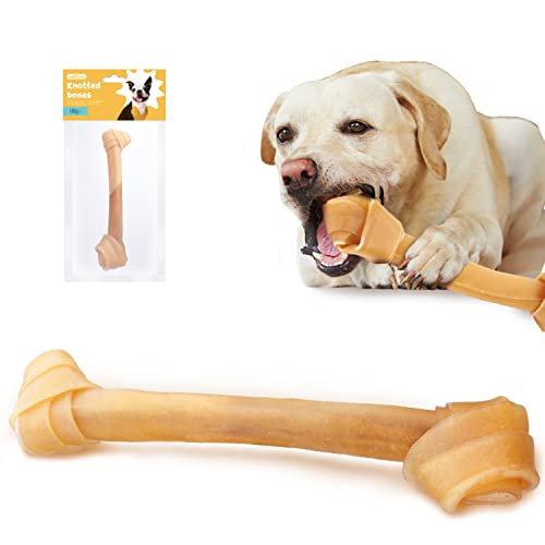 Nobleza 100% Natur Kauknochen Hundeknochen Speziell, aus Gepresster Rinderhaut, Geknotete Kauknochen für Mittelgroße und Große Hunde, 1 Stück 30 cm / 180g, Qualitätskauartikel ohne Chemie von Nobleza