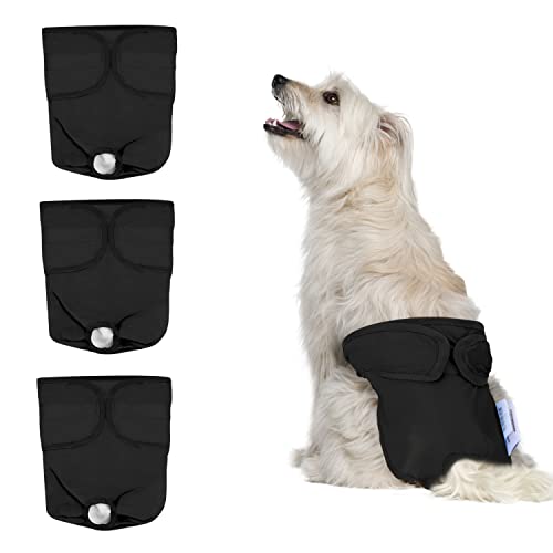 Nobleza 3 x waschbare Hundewindeln, hygienische Höschen für Hunde in Wärme, wiederverwendbar, für weibliche Hunde (M, Größe 32 – 37,5 cm, 3 Stück, schwarz) von Nobleza