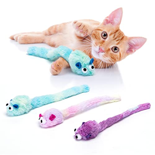 Nobleza-3er-Pack Katzenspielzeug Maus,Enthält Katzenminze,Lange Plüschtiere,Kleine Maus Interaktives Aktivitätsspielzeug,Spielzeugmaus hat einen Ton von Nobleza
