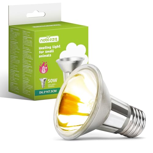 Nobleza - 50W Schildkröte Wärmelampe, E27 Heizung Glühbirne, UVA UVB Dimmbar Halogen-Glühlampe Reptilien Heizung(1 Stück) von Nobleza