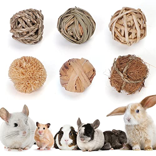 Nobleza 6-teilige Kleintiere, die Bälle Spielen, Grasbälle kauen und Kauspielzeug Rollen, um die Zahngesundheit von Kaninchen, Chinchillas, Meerschweinchen, Hamstern, Rennmäusen, zu verbessern von Nobleza
