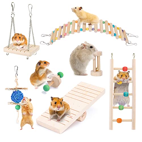 Nobleza 7 Stück Hamster Spielzeug, Natürliche Kiefernholz Molar Kauspielzeug, für Rennmaus, Meerschweinchen, Chinchilla,Kaninchen, Vögel von Nobleza