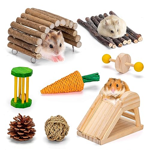 Nobleza 8 Stück Hamster Spielzeug, Natürliche Kiefernholz Molar Kauspielzeug, für Rennmaus, Meerschweinchen, Chinchilla,Kaninchen, Vögel von Nobleza