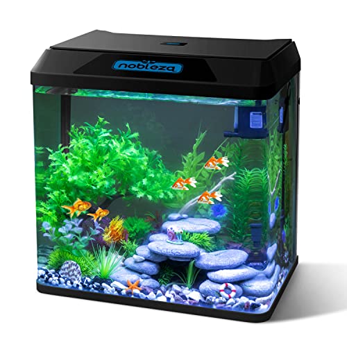Nobleza - 30L Mini Aquarium Komplettset, Nano Aquarium Stabiles Einsteigerbecken mit LED-Beleuchtung und Eingebautem Filtersystem, Schwarz Nobleza - 30L Mini Aquarium Komplettset, Nano Aquarium Stabiles Einsteigerbecken mit LED-Beleuchtung und Eingebautem Filtersystem, Schwarz von Nobleza