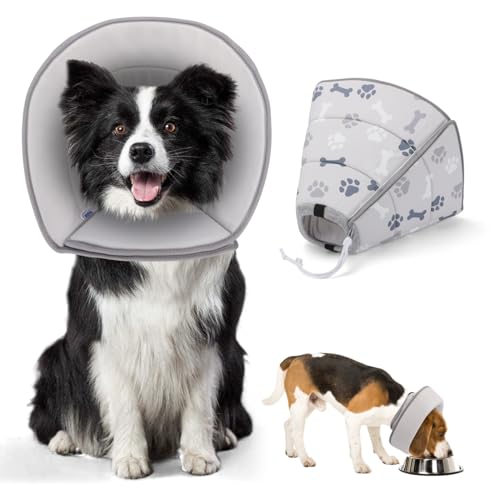 Nobleza - Faltbares Halskrause Hund Katze, Einstellbar Hundekragen, Hunde Halskrause Leckschutz für Hunde, Weich Schutzkragen Hund, Verhinderung von Verletzungen oder Wunden Leckt oder Kratzt, M von Nobleza