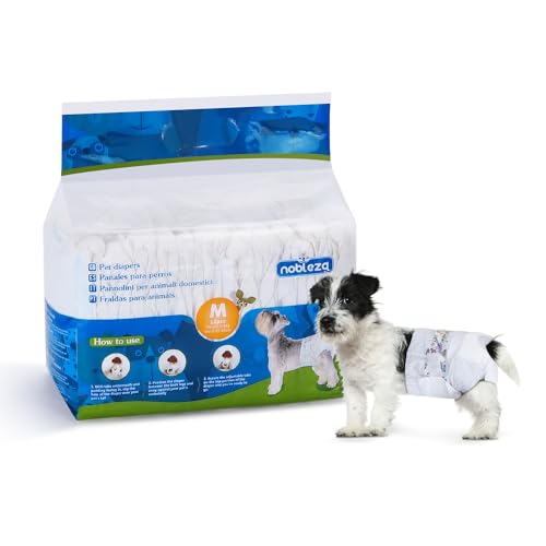 Nobleza Hund Windeln Einweg Weiblich Welpen Training Windeln Super Absorbent Pet Wraps 12 Pack, Größe M von Nobleza