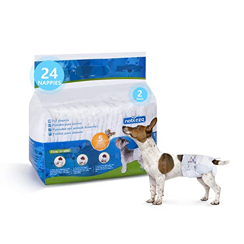 Nobleza Hund Windeln Einweg Weiblich Welpen Training Windeln Super Absorbent Pet Wraps 24 Pack 22-40 cm, Größe S von Nobleza