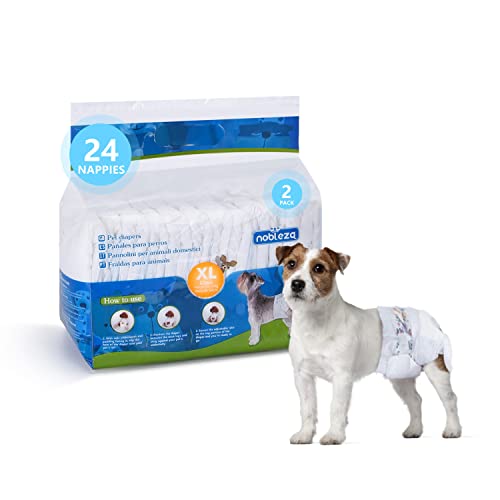 Nobleza Hund Windeln Einweg Weiblich Welpen Training Windeln Super Absorbent Pet Wraps 24 Pack Taille 34-54 cm, XL Nobleza Hund Windeln Einweg Weiblich Welpen Training Windeln Super Absorbent Pet Wraps 24 Pack Taille 34-54 cm, XL von Nobleza