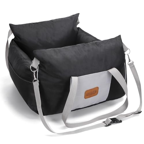 Nobleza Hunde Autositz für kleine Hunde, Waschbarer Hundesitz Auto mit Aufbewahrungstaschen und Wendbarem Kissen, Verdickter Hundeautositz, Hundebett Auto, L58×B56×H33cm von Nobleza