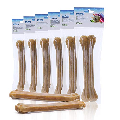 Nobleza - Hunde Kauknochen 20CM x 6 Stück, 100% Natürliche Rinderhautknochen und Hundeknochen für Hunde Groß, Dog Bones Proteinreiche von Nobleza