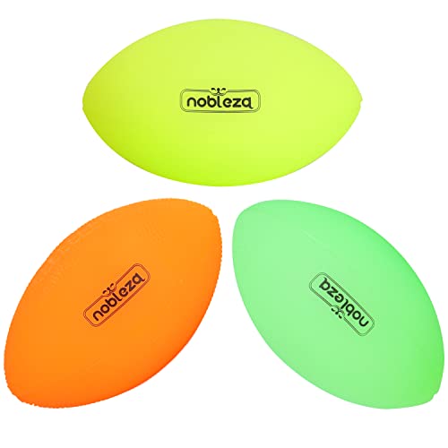 Nobleza Hundeball,Quietschender Rugbyball für Hunde, Soundspielzeug für Mittlere und Große Rassen, Wasserspielzeug, Geeignet für Drinnen und Draußen Leuchten im Dunkeln (L14CM*7,5CM), 3-teiliges Set von Nobleza